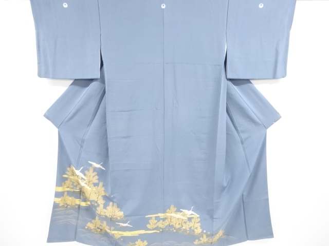 リサイクル　ヱ霞に若松・鶴模様刺繍五つ紋色留袖(比翼付き)
